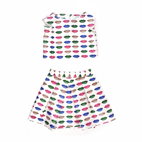 Milly Mini's White Lips Skirt Set Girls’ Size 4